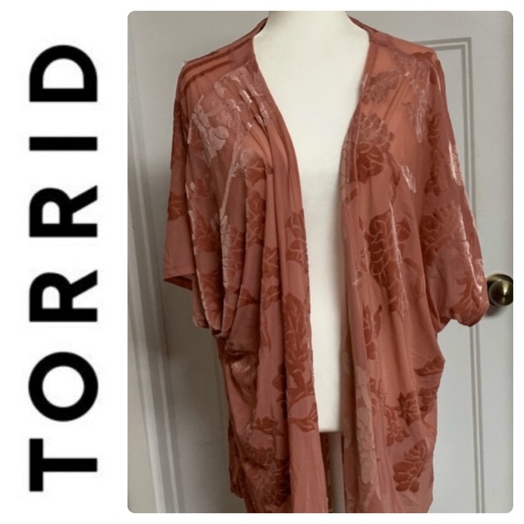 torrid Tops - Rose pink burnout kimono torrid size Sz 1/2 (1X)